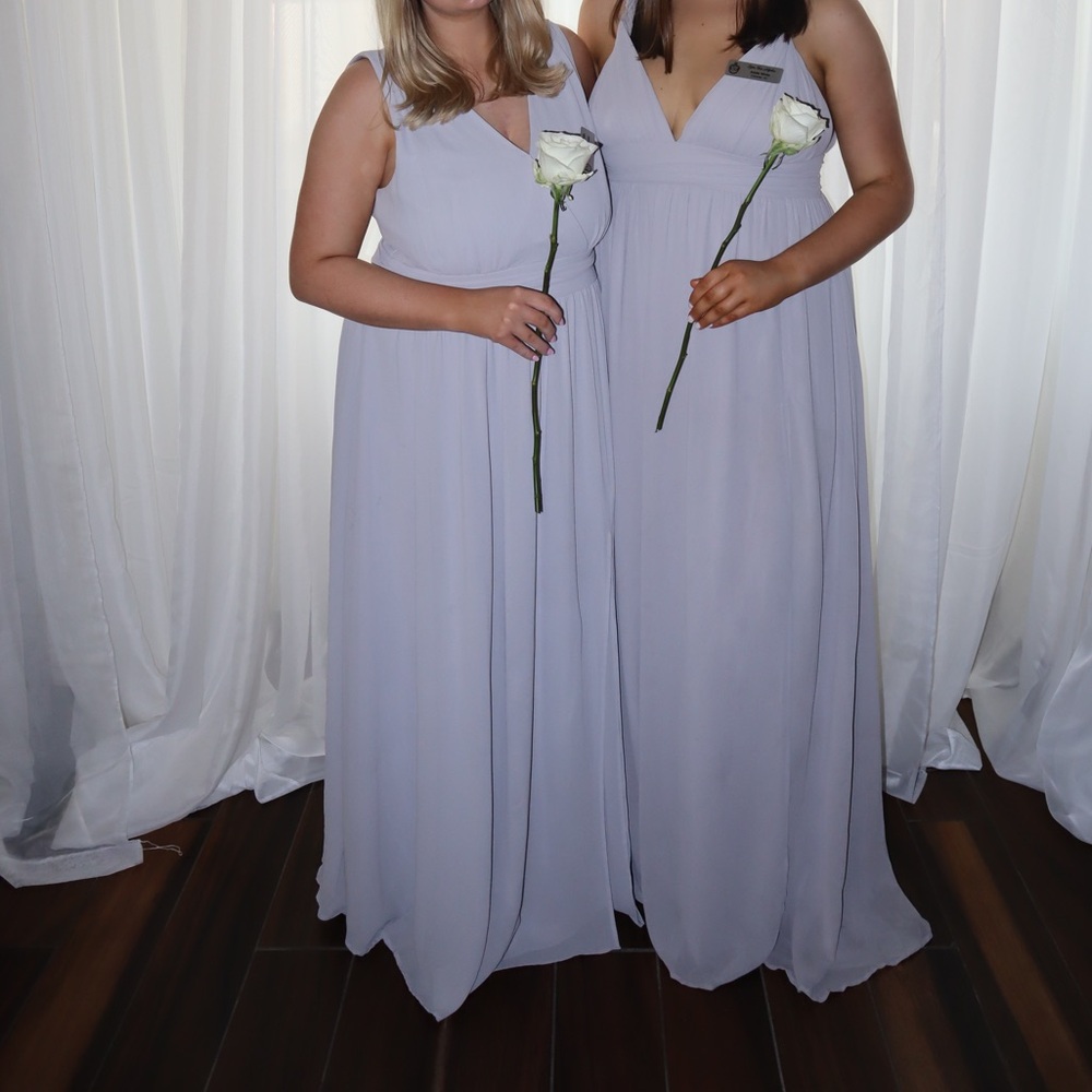 Thoughts of Hue Light Grey Surplice Maxi Dress